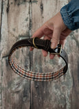 Leather Collar lined with Harris Tweed