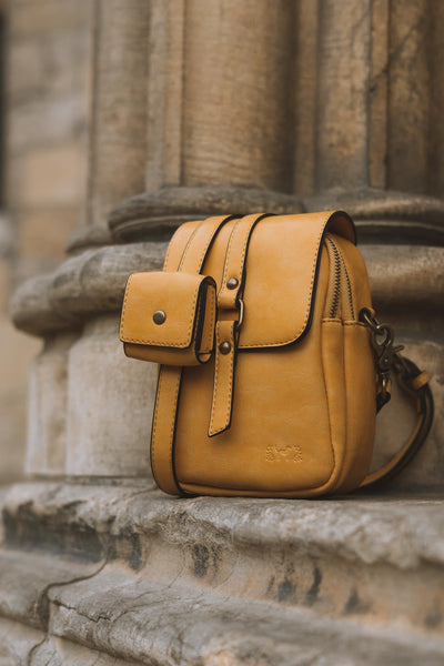 Mustard Town to Trails Vegan Leather Bag