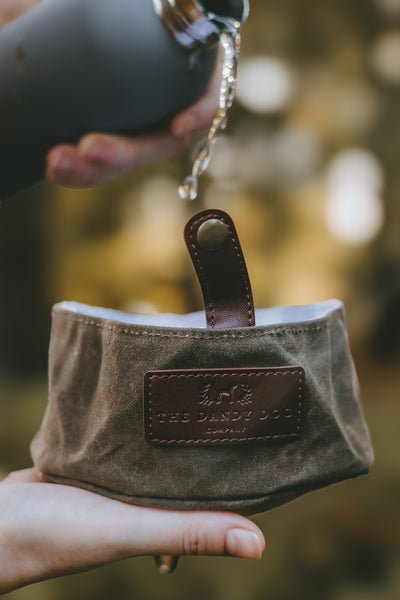Waxed Canvas Travel Water Bowl