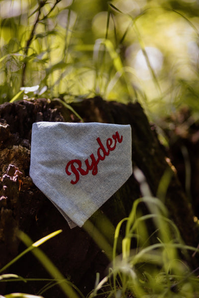 Linen Embroidered Name Neckerchief