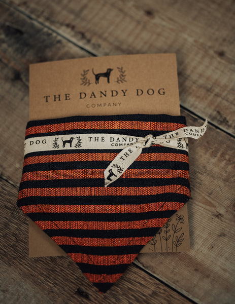 Burnt Orange/Navy Blue Seaside Stripe Bandana