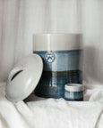 Large Pottery Pet Food Storage Jar in Seascape Glaze