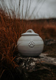 Round Treat Jar in Soft Chalk Glaze