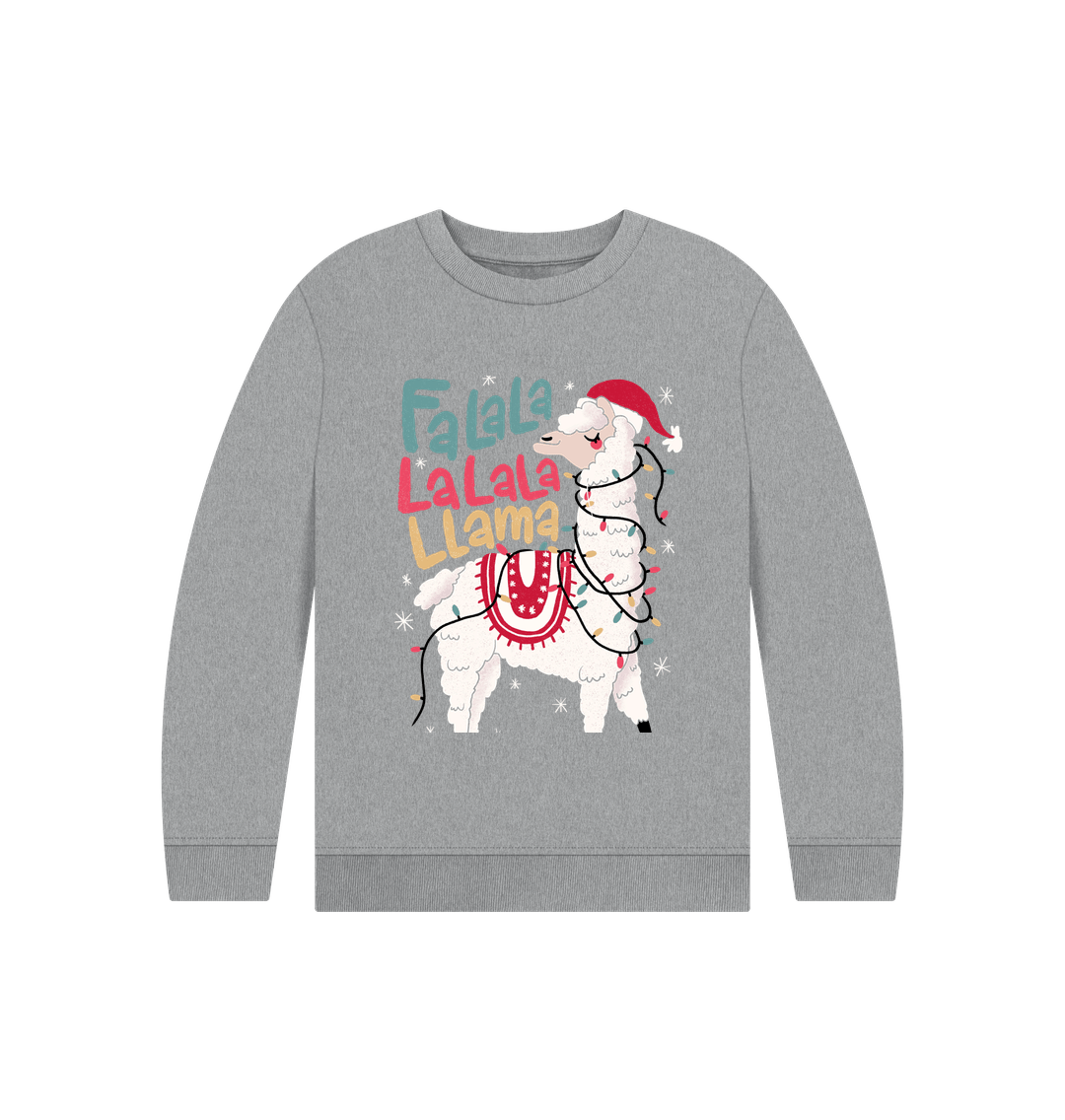 Athletic Grey Kids Llama Christmas Jumper