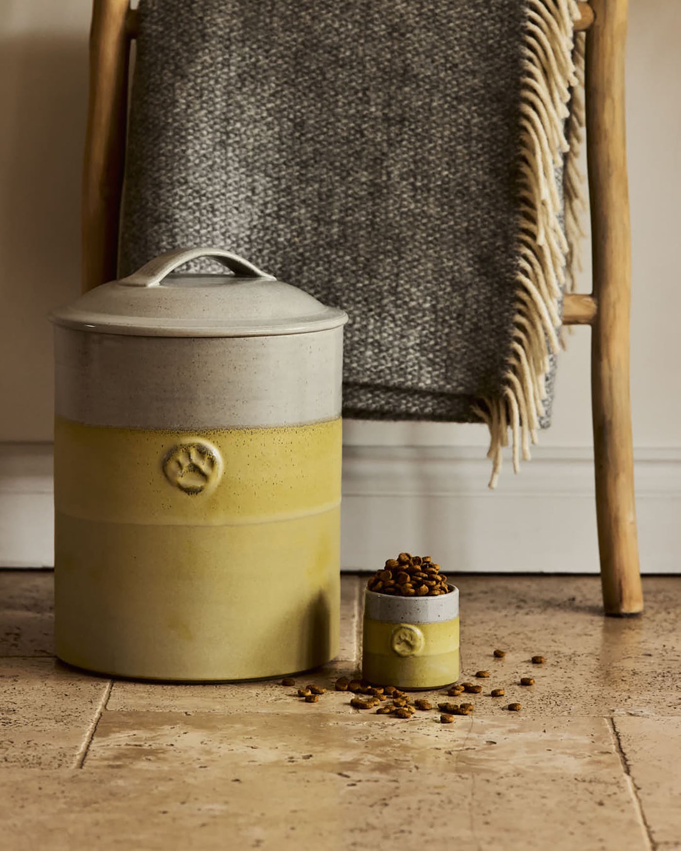 Large Pottery Pet Food Storage Jar in Saffron Glaze