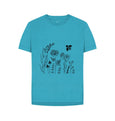 Ocean Blue Wildflower meadow Recycled Cotton relaxed fit ladies Tee
