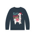 Navy Blue Kids Llama Christmas Jumper