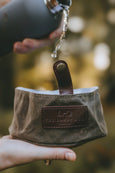 Water Bottle Carrier with Stainless Steel Water bottle and Waxed Cotton Travel Bowl