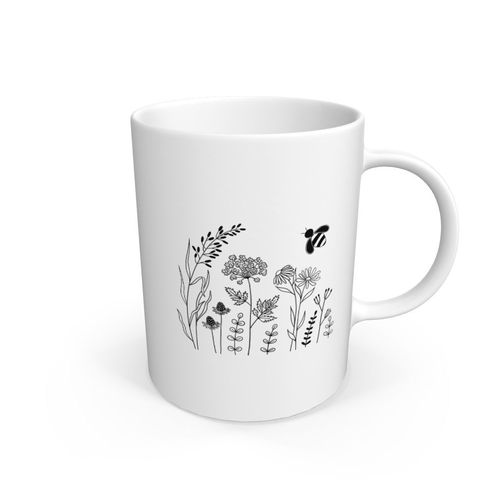 White Wildflower Meadow Porcelain Mug
