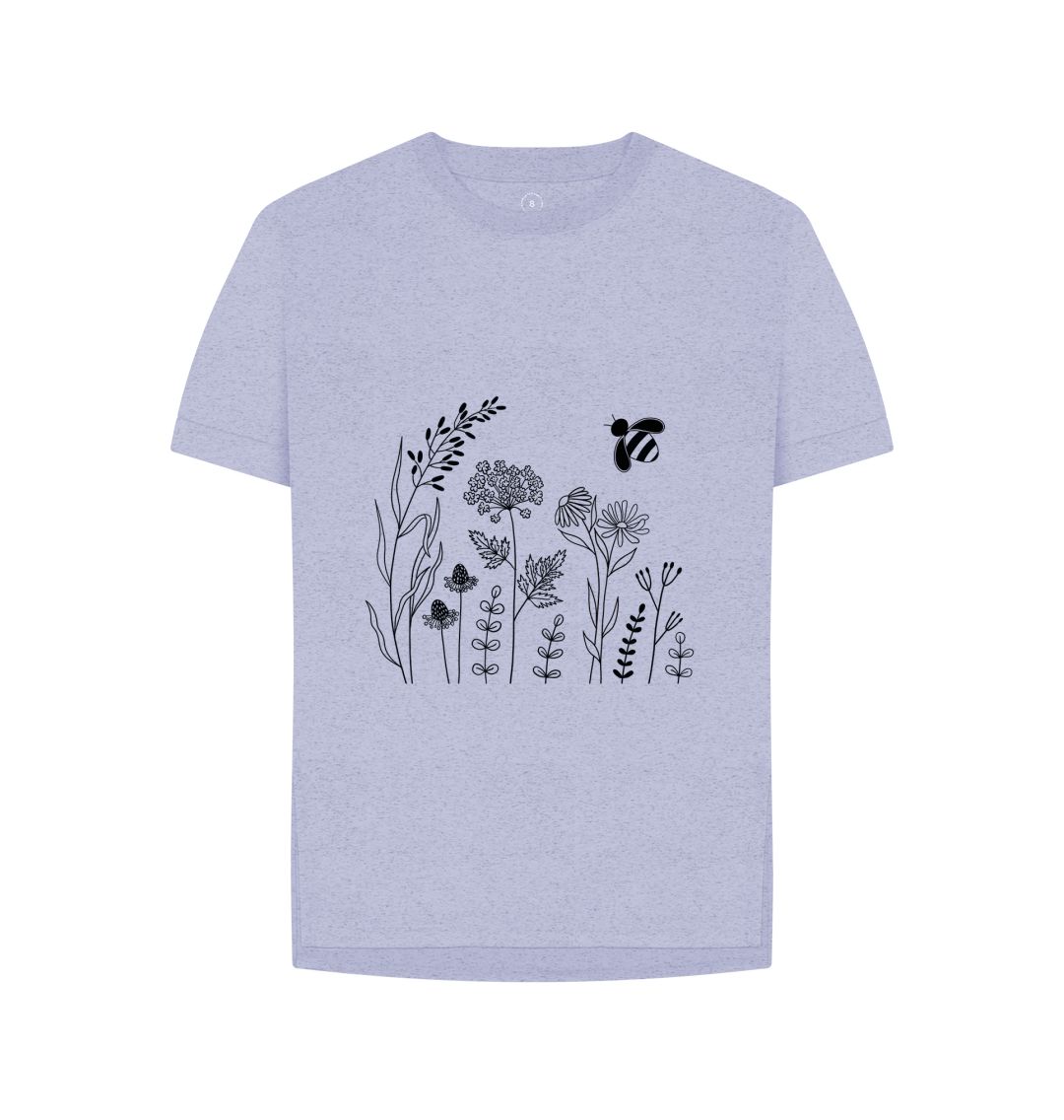 Lavender Wildflower meadow Recycled Cotton relaxed fit ladies Tee
