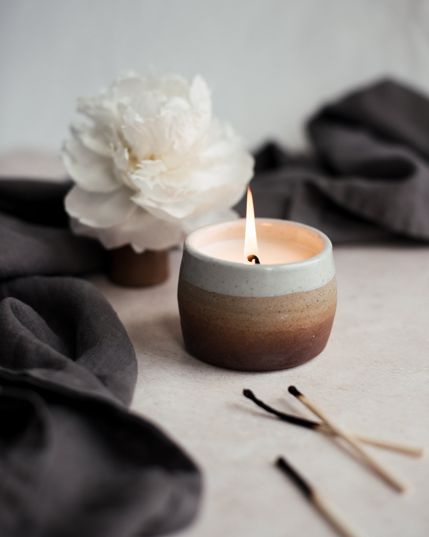 Fig and Cassis Soy wax Candle in Handmade Pottery Jar