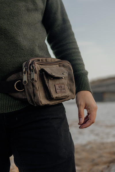 Waxed Cotton Waist Bag The Dandy Dog Company